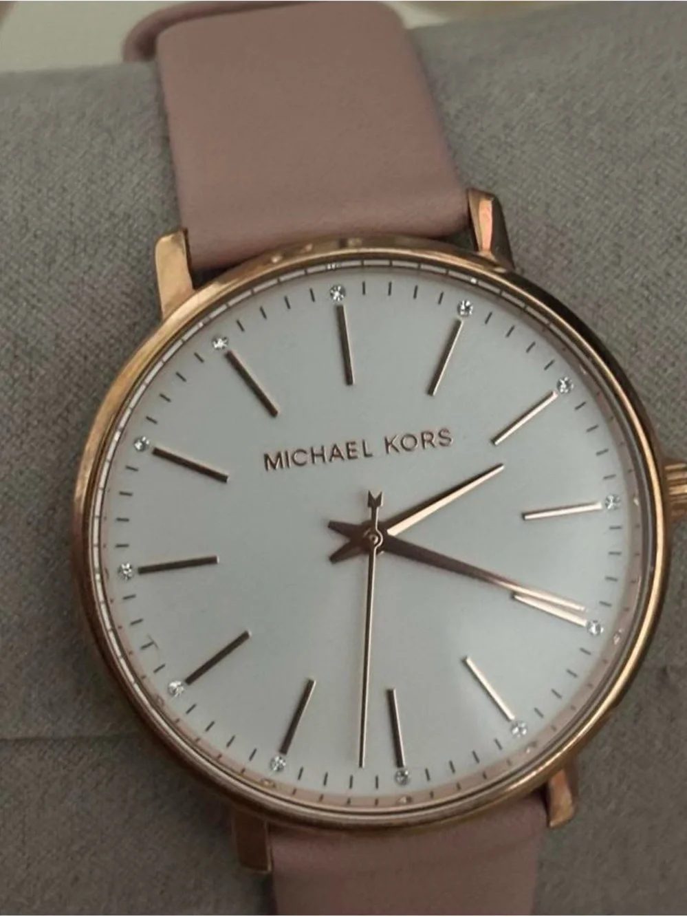 Michael Kors Pink Leather Strap Rose Gold Case Watch